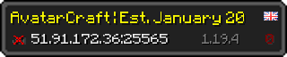 Userbar 320x64 in Minecraft-Stil für den Server 51.91.172.36:25565