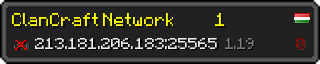 Userbar 320x64 in minecraft style for 213.181.206.183:25565