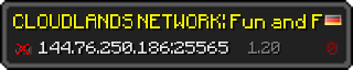 Userbar 320x64 in Minecraft-Stil für den Server 144.76.250.186:25565