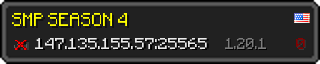 Userbar 320x64 in minecraft style for 147.135.155.57:25565