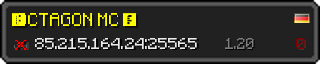 Userbar 320x64 in Minecraft-Stil für den Server 85.215.164.24:25565