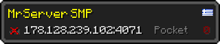 Userbar 320x64 in Minecraft-Stil für den Server 178.128.239.102:4071