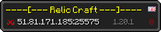 Userbar 320x64 in Minecraft-Stil für den Server 51.81.171.185:25575