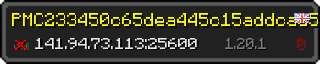 Userbar 320x64 in minecraft style for 141.94.73.113:25600