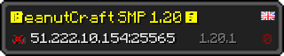 Userbar 320x64 in minecraft style for 51.222.10.154:25565