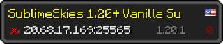 Userbar 320x64 in Minecraft-Stil für den Server 20.68.17.169:25565