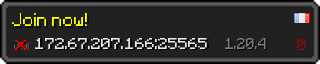 Userbar 320x64 in minecraft style for 172.67.207.166:25565