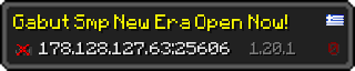 Userbar 320x64 in minecraft style for 178.128.127.63:25606