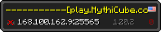 Userbar 320x64 in Minecraft-Stil für den Server 168.100.162.9:25565