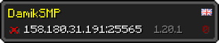 Userbar 320x64 in Minecraft-Stil für den Server 158.180.31.191:25565