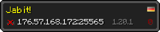 Userbar 320x64 in minecraft style for 176.57.168.172:25565