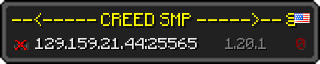 Userbar 320x64 in minecraft style for 129.159.21.44:25565