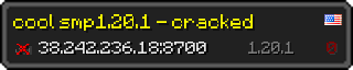 Userbar 320x64 in Minecraft-Stil für den Server 38.242.236.18:8700