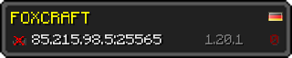 Userbar 320x64 in Minecraft-Stil für den Server 85.215.98.5:25565