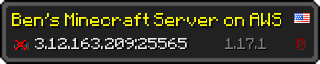 Userbar 320x64 in Minecraft-Stil für den Server 3.12.163.209:25565