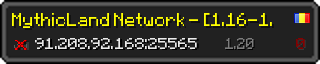 Userbar 320x64 in minecraft style for 91.208.92.168:25565