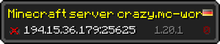 Userbar 320x64 in Minecraft-Stil für den Server 194.15.36.179:25625