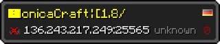 Userbar 320x64 in Minecraft-Stil für den Server 136.243.217.249:25565