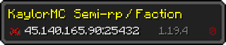 Userbar 320x64 in Minecraft-Stil für den Server 45.140.165.90:25432