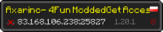 Userbar 320x64 in Minecraft-Stil für den Server 83.168.106.238:25827