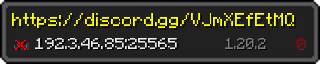 Userbar 320x64 in Minecraft-Stil für den Server 192.3.46.85:25565