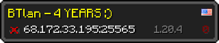 Userbar 320x64 in minecraft style for 68.172.33.195:25565