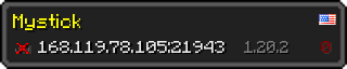 Userbar 320x64 in Minecraft-Stil für den Server 168.119.78.105:21943