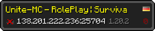 Userbar 320x64 in Minecraft-Stil für den Server 138.201.222.236:25704