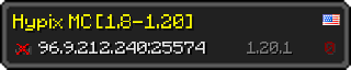 Userbar 320x64 in Minecraft-Stil für den Server 96.9.212.240:25574