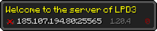 Userbar 320x64 in minecraft style for 185.107.194.80:25565