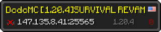 Userbar 320x64 in minecraft style for 147.135.8.41:25565