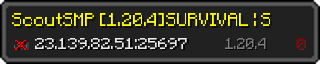 Userbar 320x64 in minecraft style for 23.139.82.51:25697