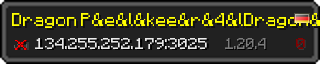 Userbar 320x64 in Minecraft-Stil für den Server 134.255.252.179:3025