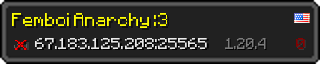 Userbar 320x64 in minecraft style for 67.183.125.208:25565