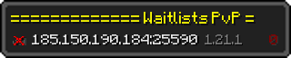 Userbar 320x64 in Minecraft-Stil für den Server 185.150.190.184:25590