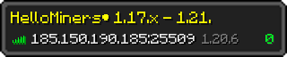 Userbar 320x64 in Minecraft-Stil für den Server 185.150.190.185:25509