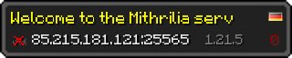 Userbar 320x64 in Minecraft-Stil für den Server 85.215.181.121:25565