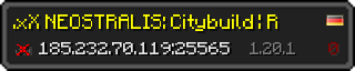 Userbar 320x64 in Minecraft-Stil für den Server 185.232.70.119:25565