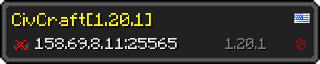 Userbar 320x64 in minecraft style for 158.69.8.11:25565